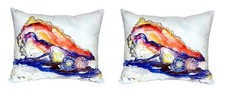 Pair of Betsy Drake Betsy  s Conch No Cord Pillows 16 Inch X 20 Inch