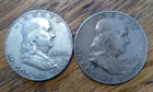 Lot of 2 Franklin Half Dollars --  1962 and 1963  -- 90% Silver Circulated
