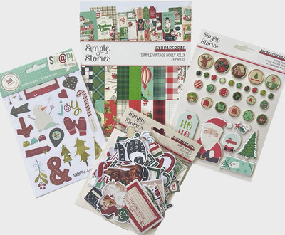 SIMPLE STORIES [Vintage Holly Jolly] 6x8 Paper Pad & Embellishments (d) Save 55%