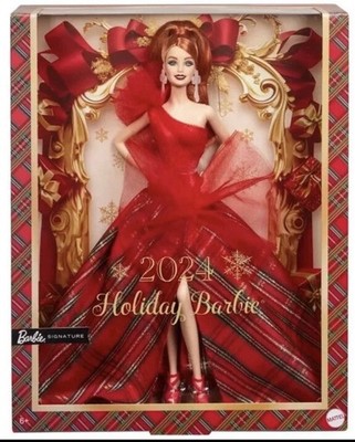 HOLIDAY Christmas RED HAIR BARBIE Redhead Doll Plaid Dress Mattel Collector 2024