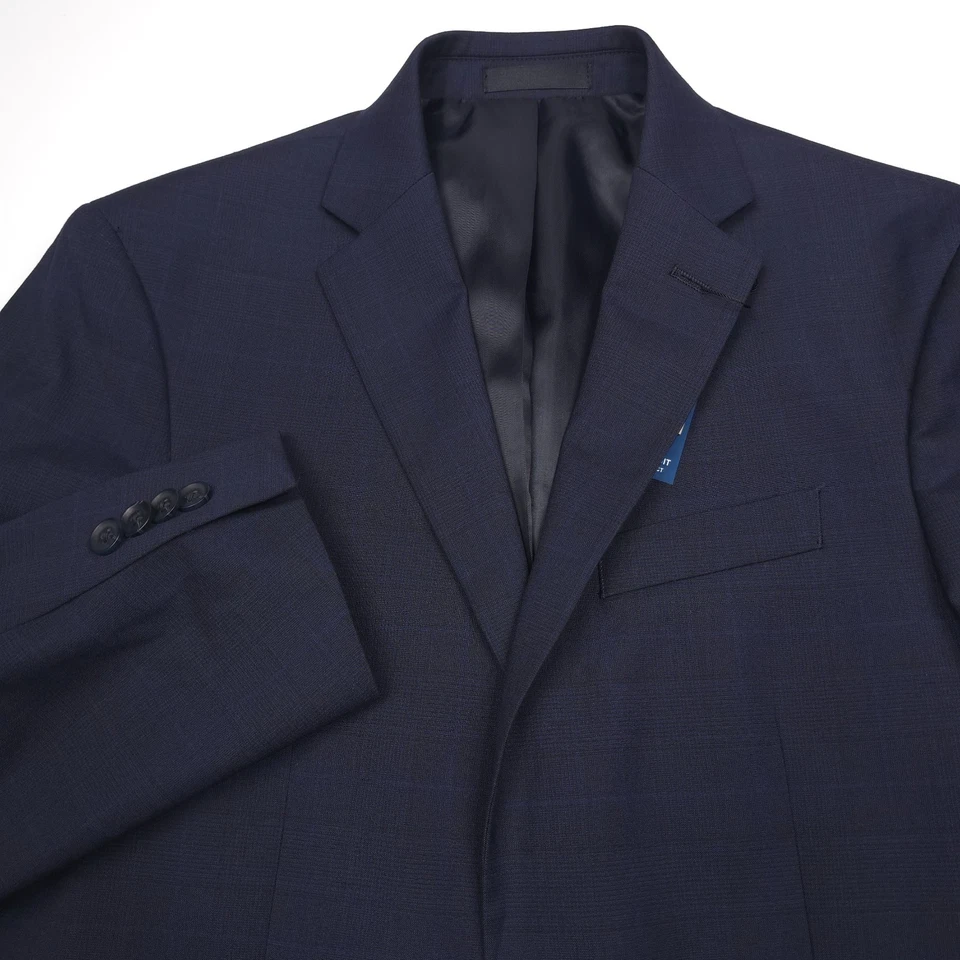 $395 Kenneth Cole Corcho Azul Marino Cuadros Traje de Dos Piezas Para Hombre Talla 46L X 40 Foto 3 de 4