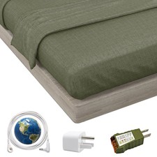 Earthing Grounding Fitted Sheet with Earth Connection Cable 5 Pure Silver Fi...