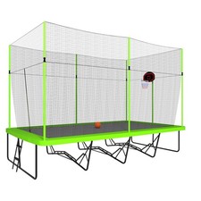 10ft by 17ft Large Rectangle Trampoline w/Basketball Hoop Ladder for Backyard