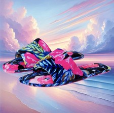 Lilly Pulitzer NWT Plush Maritime Slippers Onyx Earned Stripes Size 9/10