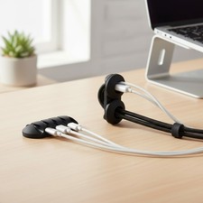 Versatile Cord Management Clips - 18 PCS Black Silicone Organizers for Cables