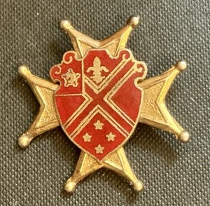 Masonic Knights Templar Medal Medallion Red Enamel Gold Blue Maltese Cross
