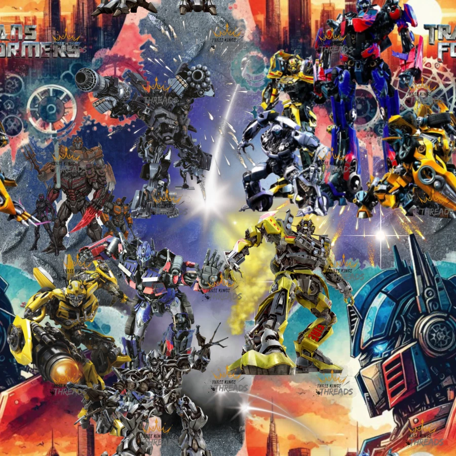 Transformers Movie Prime Impresión Personalizada 1 Yarda Tela Diseño Sin Costuras Aprox 59x36 Foto 2 de 2