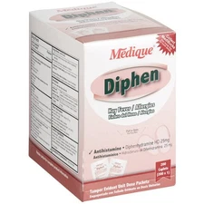 Medique 18447 Diphen Allergy Tablets 1 BX Diphenhydramine Unflavored