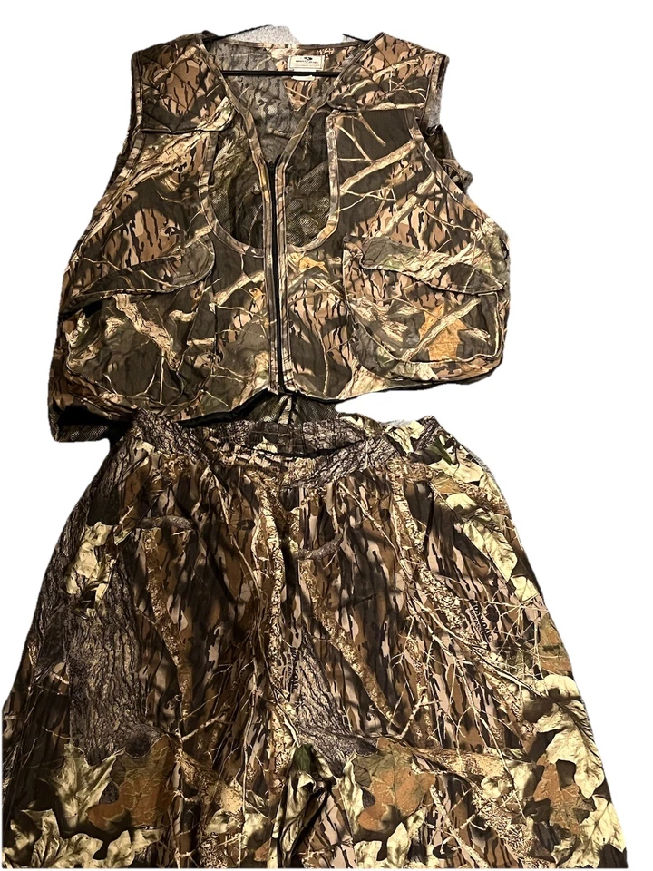 VTG Mossy Oak Hunting 2 Piece Lg Vest - Nylon Pants Men's XL Break Up Camouflage - Image 2 of 4