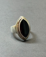 VINTAGE ONYX STERLING SILVER RING SIZE 8