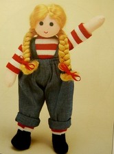 SUE QUINN'S RACHELLE THE RAG DOLL DOLLY SOFT STUFFED TOY VINTAGE SEWING PATTERN