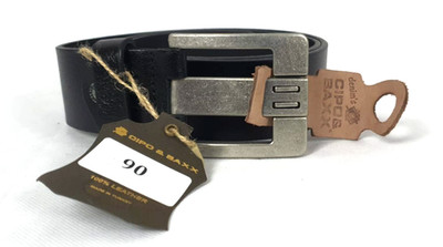 Cipo & Baxx 100% Leder Gürtel in schwarz mit silberner Schnalle Gr. 90 CR061 DD 16
