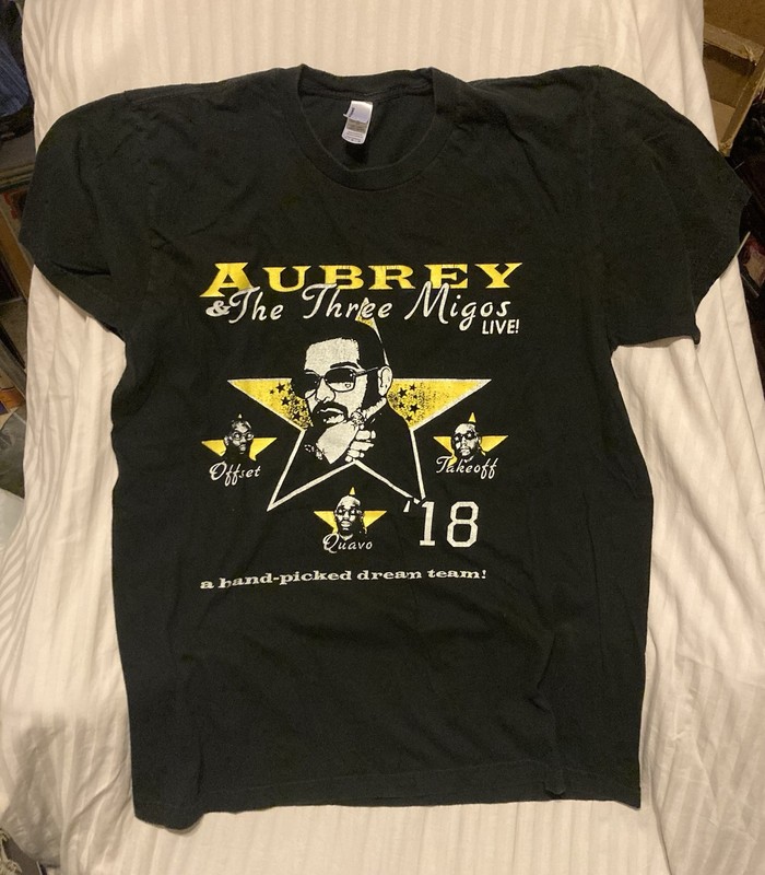 Drake Migos 2018 Aubrey and the Three Amigos Rap T-shirt Tour Concert Large