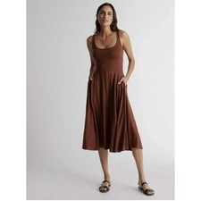 Quince Tencel Jersey Fit & Flare Mini Dress Brown XS LB46775-SHWDC01-4394