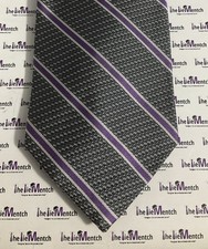 BROOKS BROTHER Silk Gray Houndstooth With Purple Stripes Design Tie BRAND NEW