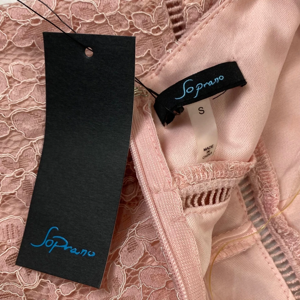 NEW | Soprano Lace Dress | S | Pink Lattice Cross Straps | Soft Girl Coquette - Image 3 of 4