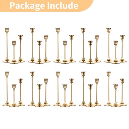 Nuptio Kerzenständer Kerzenständer 30 Stück Kerzenständer Gold Kegelkerze... - Bild 6 von 6