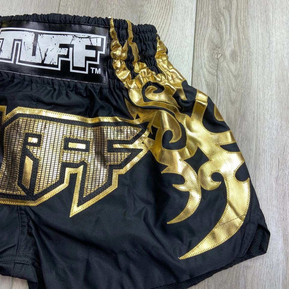 Baúles de Boxeo Tuff Muay Thai Talla Pequeña Negro Dorado Elastizados Lucha S TUF-MS 437 Foto 4 de 4