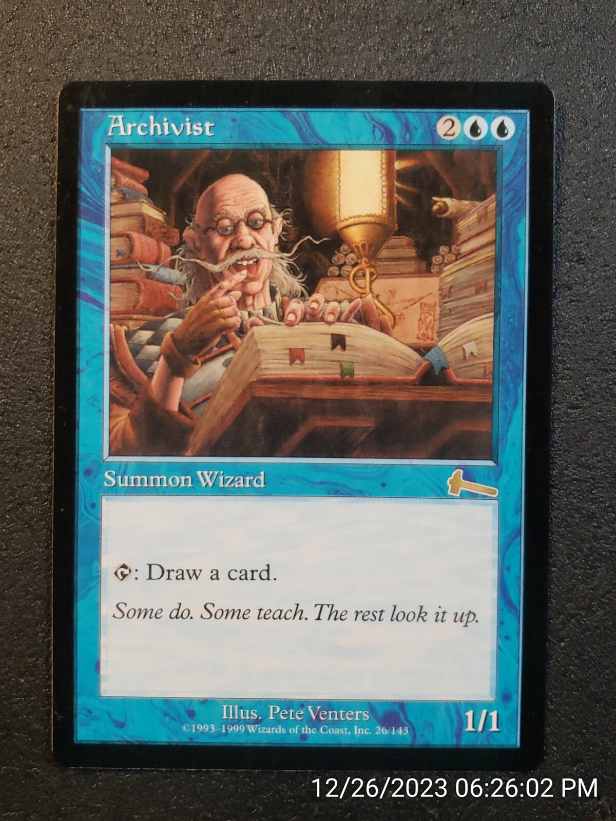 Magic the Gathering ARCHIVIST #26/143 Urza's Legacy Blue Rare 1999 NM (DS3D1B3)