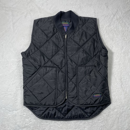 Vintage Campus Workwear Vest Mens Medium Black Puffer Quilted Puff Insulated