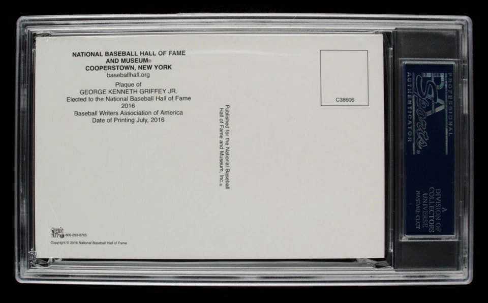 Ken Griffey Jr Signed Gold HOF Plaque Postcard Slabbed PSA/DNA 1st Edition - Image 2 of 2