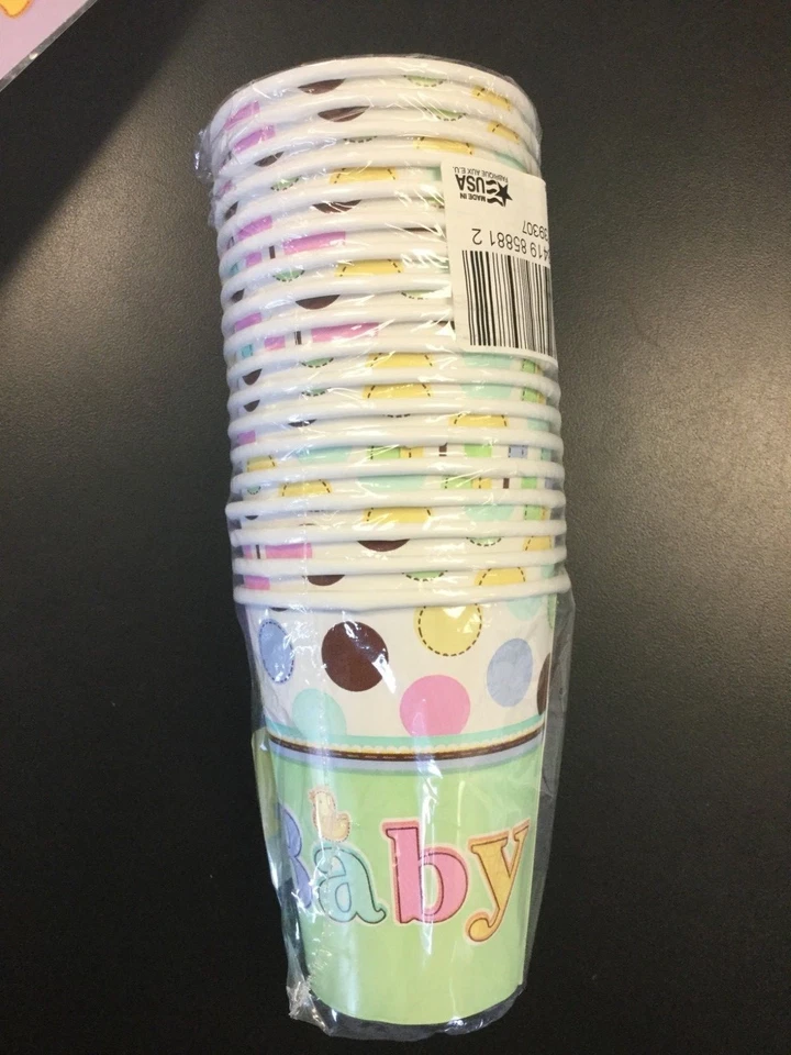 Baby Shower Cups Gender Neutra MultiColor Paper Cups Ducks 18Ct 9oz - Image 2 of 2