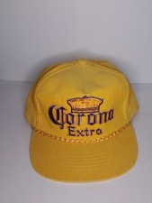 Vintage Corona Extra Beer Corduroy Yellow Strapback Hat