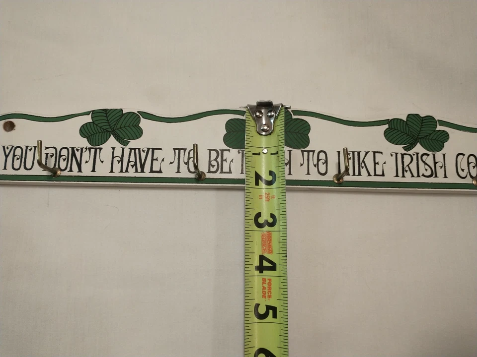 Wall Mounted 4 Mug Hook Rack "You Don't Have to be Irish to Like Irish Coffee" - Image 3 of 4