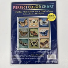 Cross Stitch Needlepoint Full Color Chart Butterfly Sampler Candamar Designs