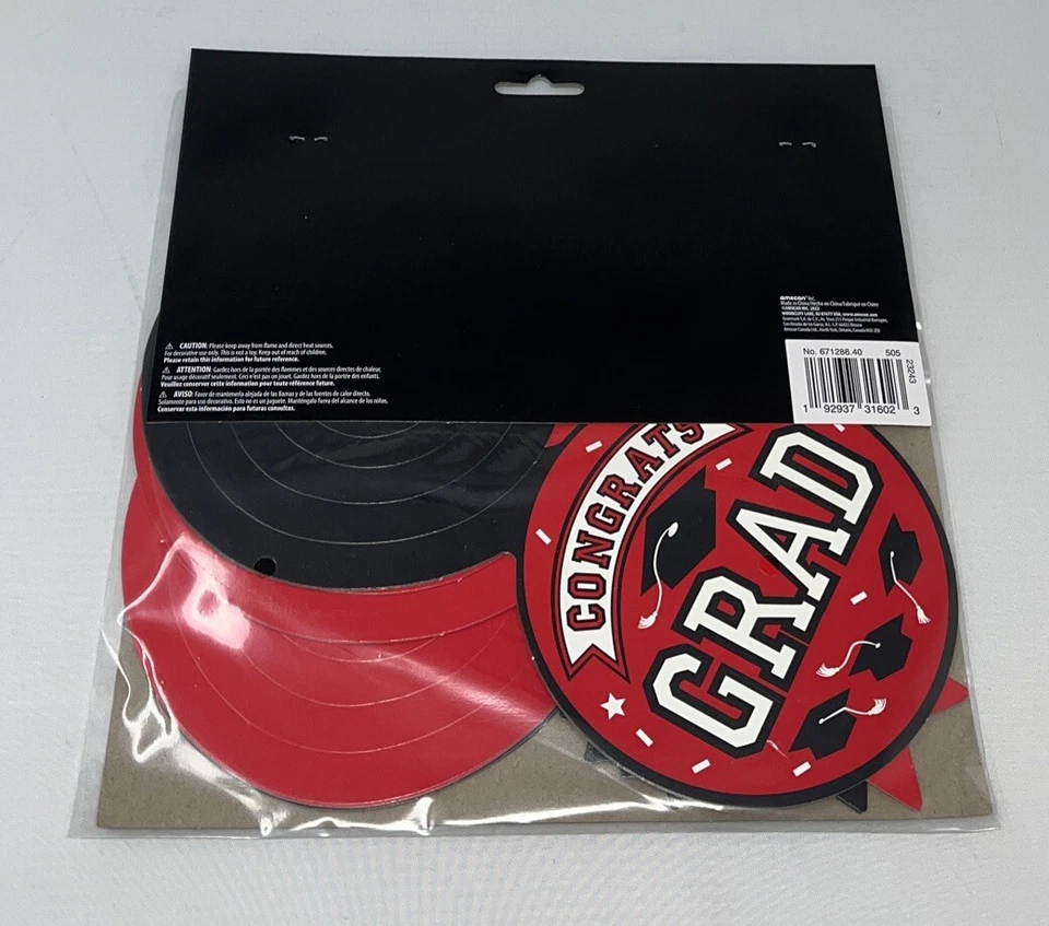Graduation Party Decorations Grad Value 12 Piece Pack Swirl Decor Red/Black - Image 2 of 2