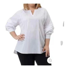 Harshman Callet Blouse in White Long Sleeve Women's Plus Size 2X - NWT