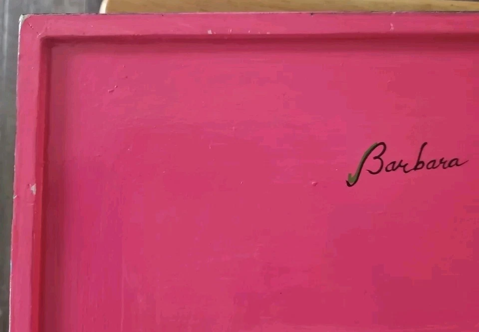 Barbara Finsness Designs 2004 BERMUDA COTTAGE WOODEN TRAY 19.5 x 13 Signed Vtg. - Image 3 of 4