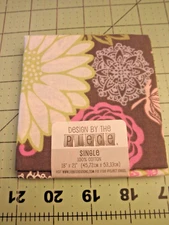 Design by the Piece Pink and Green Floral on Brown Fat Quarter, FREE SHIPPING