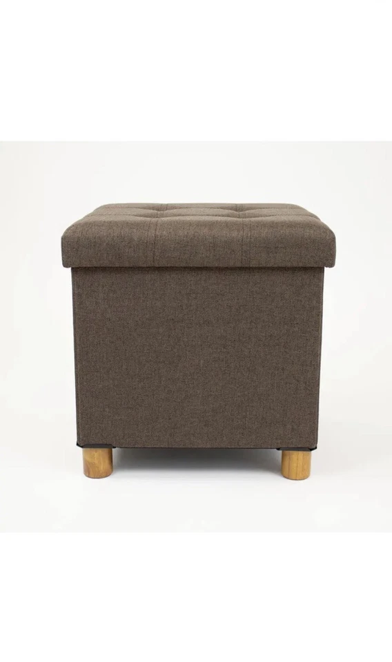 Humble Crew Cube Storage Ottoman Collapsible Foot Stool Brown Pillow Top Tray - Image 4 of 4
