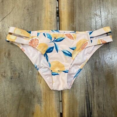 Shade & Shore Sun Coast Cheeky Pique Double Tab Bottoms Citrus Size Medium