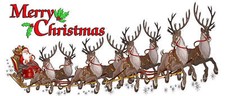 Merry Christmas Santa Claus with Sleigh and Reindeer Window and Wall Decor Decal