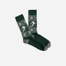 NWT J.crew Fair Isle Lambswool Blend Boot Socks One Size Green Skiier