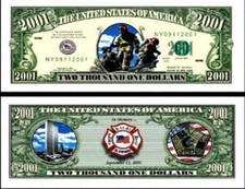 OUR FIREFIGHTER COLOR DOLLAR BILL (2 Bills)