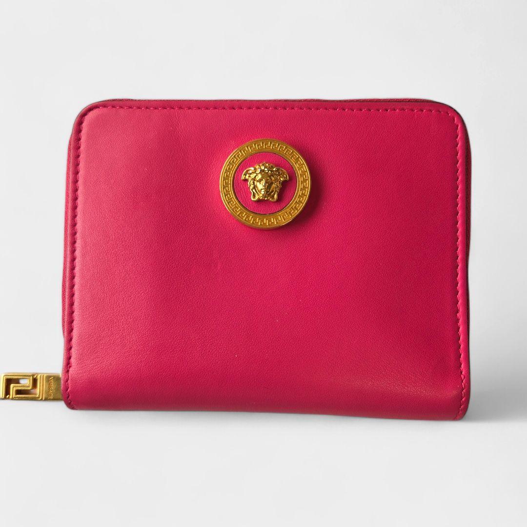 【関税&送料込】Versace Portafoglio La Medusa Versace Leather Medusa Zip Wallet Bi-fold Pink Women's From