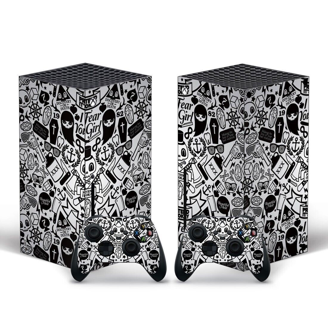Xbox Series X Skin Black White Graffiti Sticker Decal Vinyl Wrap for console-image