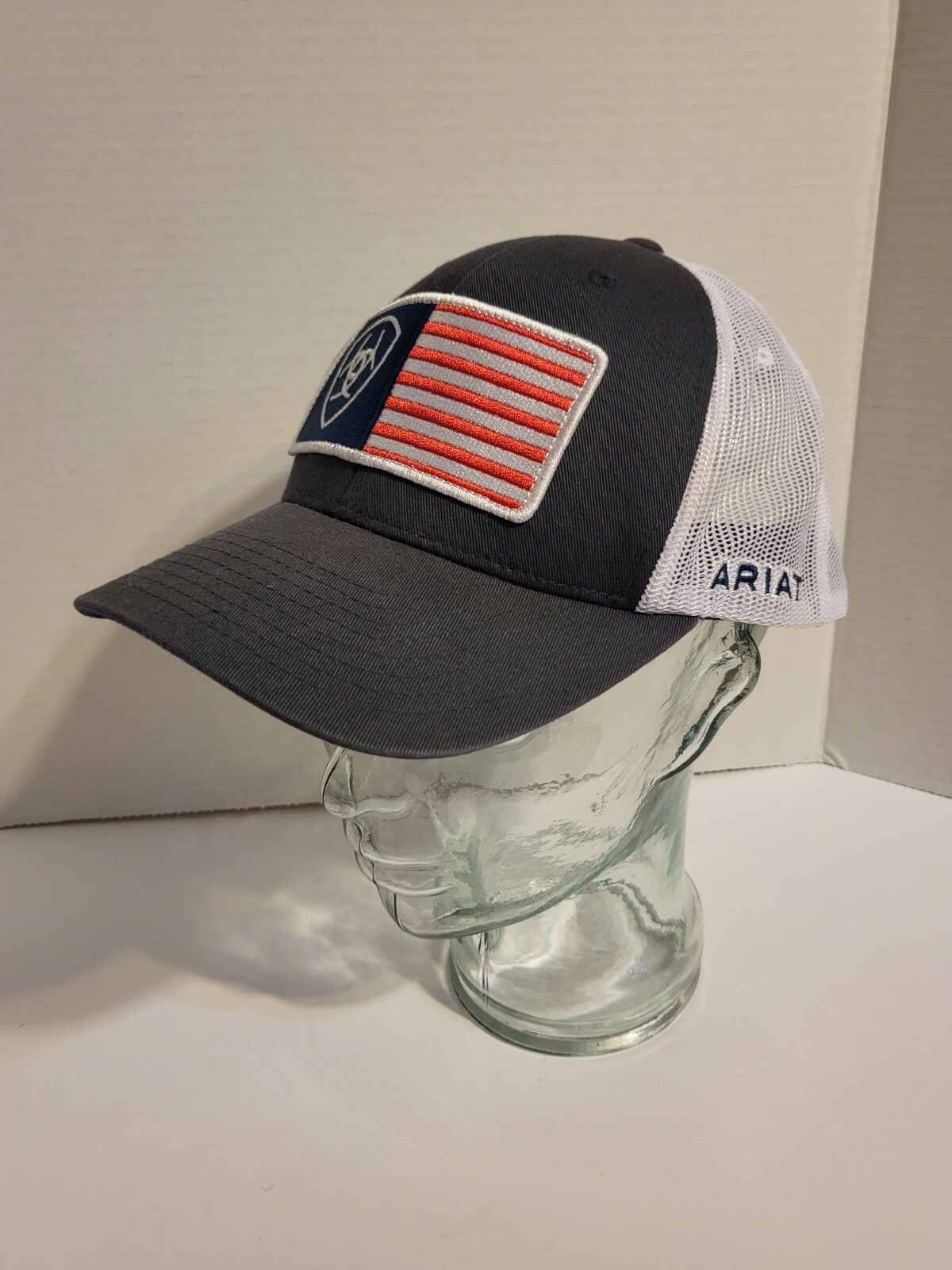 Ariat Flag Patch Hat Trucker Cap Adjustable Snapb… - image 3