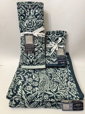 William Morris STRAWBERRY THIEF TEAL 2 Bath 2 Hand 2 Tip Towels