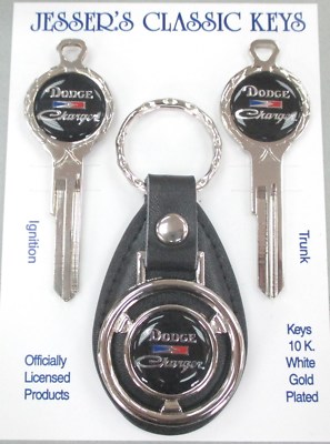 Black Dodge CHARGER Deluxe Classic White Gold Keys Set 1966 1967