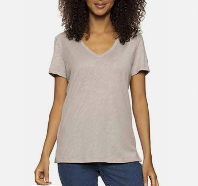 Felina  V Neck Short Sleeve Slub Jersey Tee Tunic Length G9(ATMOSPHERE, M ) NWT