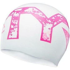 TYR White Pink Camo Swim Cap Silicone Swimming Racing Caps White/Pink