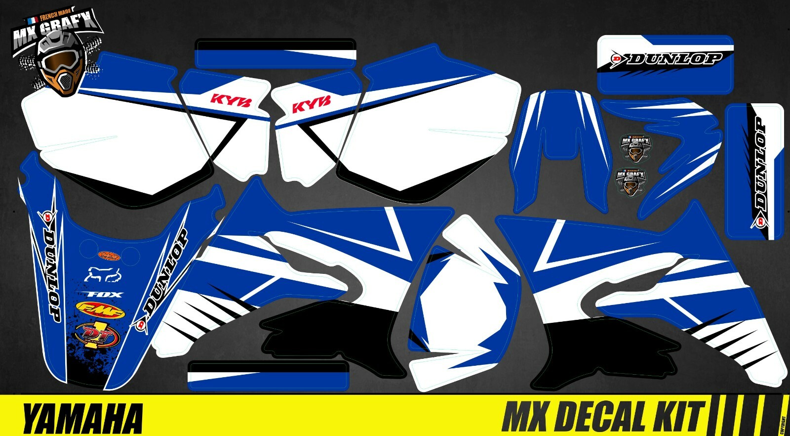 Kit déco bleu Yamaha DT50 protection vinyle épais anti-UV