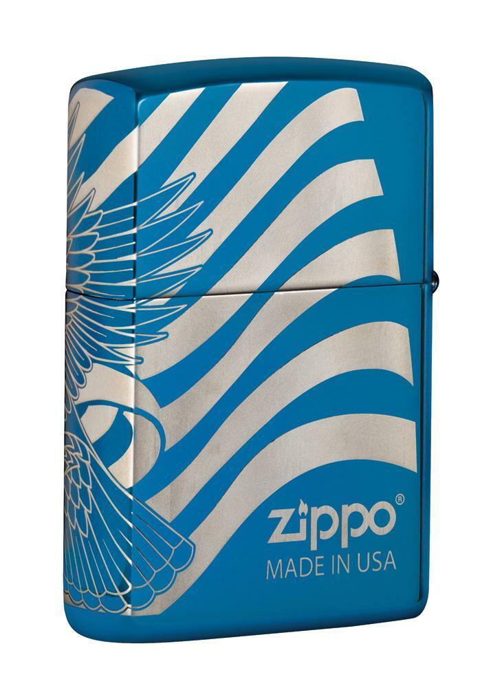 Zippo Windproof 360 Degree Engraved Eagle & Flag Lighter, 49046