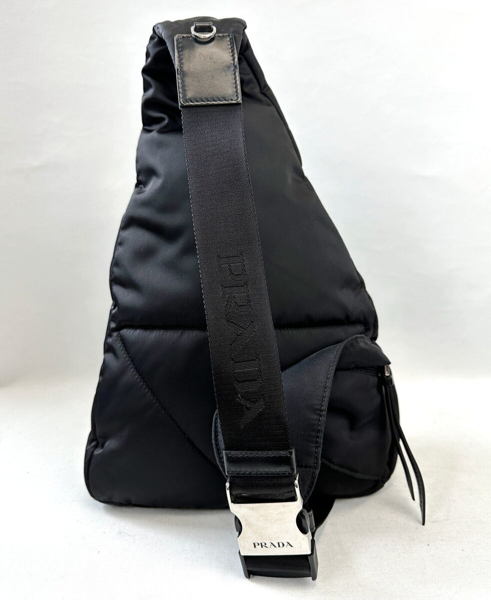 PRADA Black Re Nylon Leather Shoulder Strap Backpack Unisex PRADA Black Re Nylon Leather Shoulder Strap Backpack Unisex