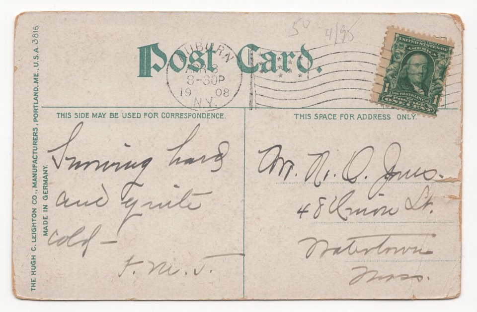 Postcard Auburn Post Office, Auburn, NY UDB Posted 1908 | eBay