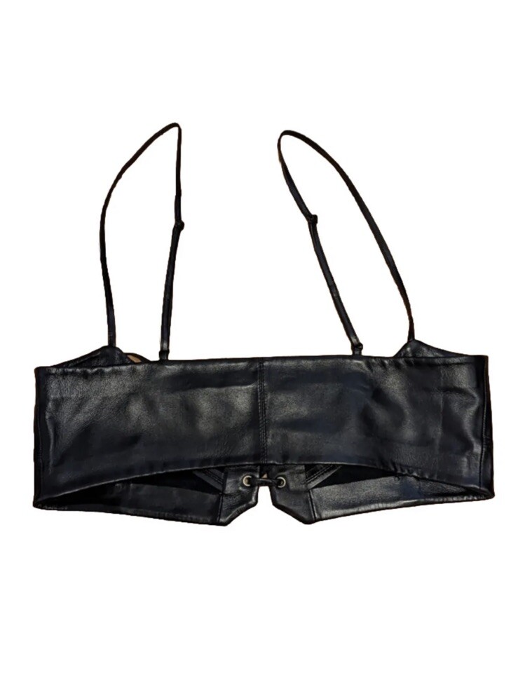 Free People Hastings Black Leather Tie Corset Top Belt  display picture 1